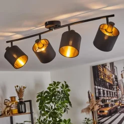 Lampes En Tissu-hofstein Plafonnier Alsen Noir, 4 lumières