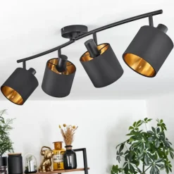 Lampes En Tissu-hofstein Plafonnier Alsen Noir, 4 lumières