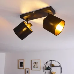 Lampes En Tissu-hofstein Plafonnier Alsen Noir doré, 2 lumières