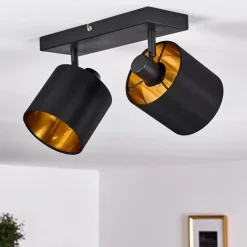 Lampes En Tissu-hofstein Plafonnier Alsen Noir doré, 2 lumières