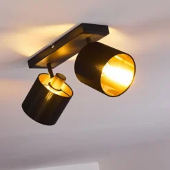 Lampes En Tissu-hofstein Plafonnier Alsen Noir doré, 2 lumières
