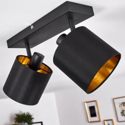 Lampes En Tissu-hofstein Plafonnier Alsen Noir doré, 2 lumières