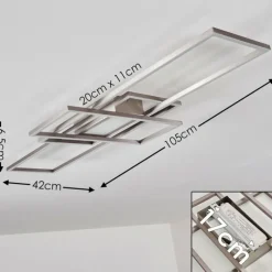 hofstein Plafonnier Alsterbro LED Nickel mat, 1 lumière, Télécommandes