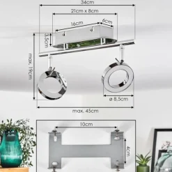hofstein Plafonnier Altamahaw LED Argenté, 2 lumières