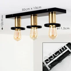 Lampes Dorées-hofstein Plafonnier Alvesta Or, Laiton, Noir, 3 lumières