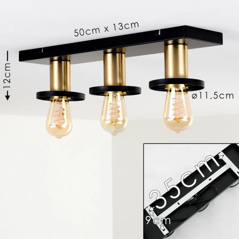 Lampes Dorées-hofstein Plafonnier Alvesta Or, Laiton, Noir, 3 lumières