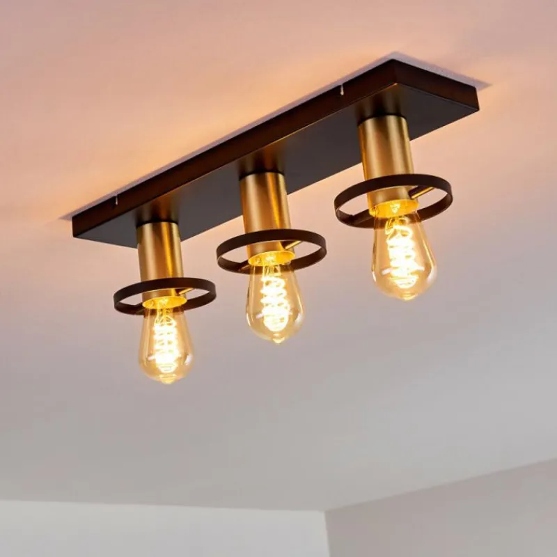 Lampes Dorées-hofstein Plafonnier Alvesta Or, Laiton, Noir, 3 lumières