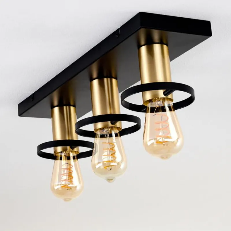 Lampes Dorées-hofstein Plafonnier Alvesta Or, Laiton, Noir, 3 lumières