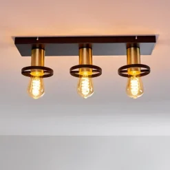 Lampes Dorées-hofstein Plafonnier Alvesta Or, Laiton, Noir, 3 lumières