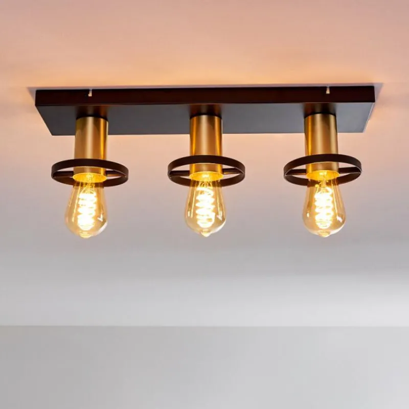 Lampes Dorées-hofstein Plafonnier Alvesta Or, Laiton, Noir, 3 lumières