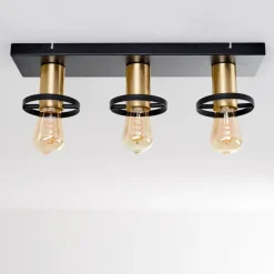 Lampes Dorées-hofstein Plafonnier Alvesta Or, Laiton, Noir, 3 lumières