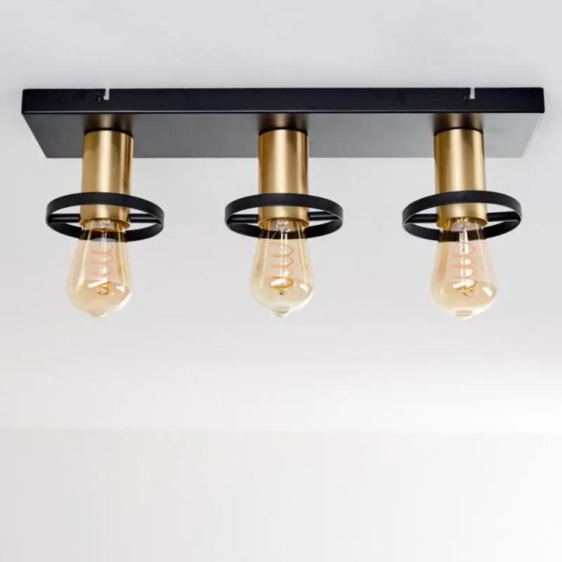 Lampes Dorées-hofstein Plafonnier Alvesta Or, Laiton, Noir, 3 lumières