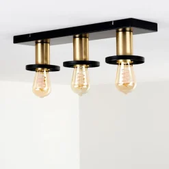 Lampes Dorées-hofstein Plafonnier Alvesta Or, Laiton, Noir, 3 lumières