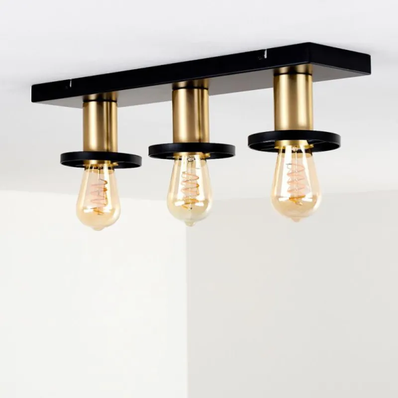 Lampes Dorées-hofstein Plafonnier Alvesta Or, Laiton, Noir, 3 lumières