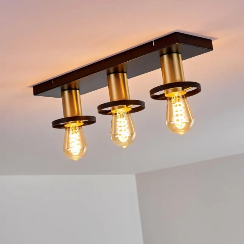 Lampes Dorées-hofstein Plafonnier Alvesta Or, Laiton, Noir, 3 lumières