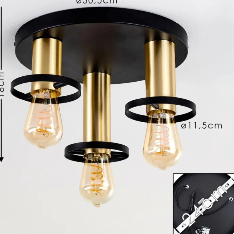 Lampes Dorées-hofstein Plafonnier Alvesta Or, Laiton, Noir, 3 lumières