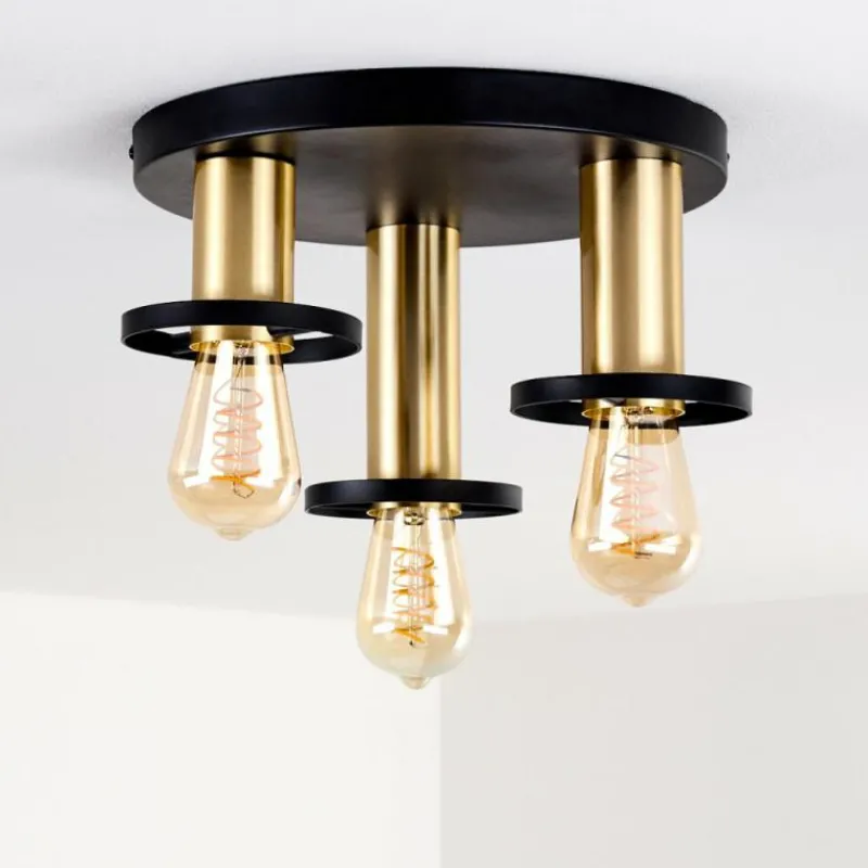 Lampes Dorées-hofstein Plafonnier Alvesta Or, Laiton, Noir, 3 lumières
