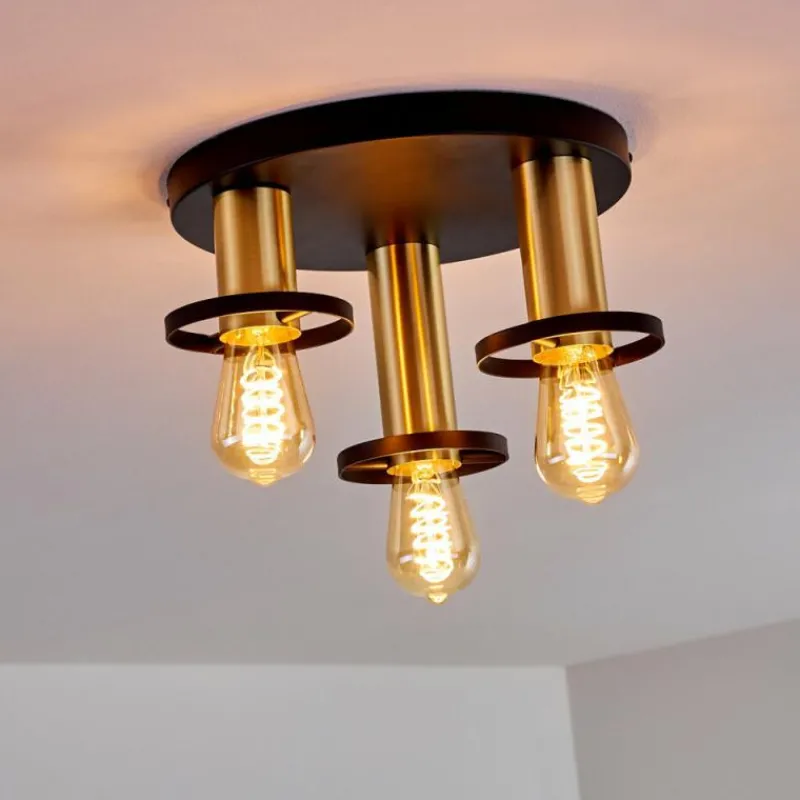 Lampes Dorées-hofstein Plafonnier Alvesta Or, Laiton, Noir, 3 lumières