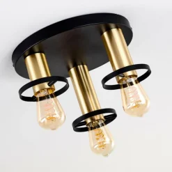 Lampes Dorées-hofstein Plafonnier Alvesta Or, Laiton, Noir, 3 lumières
