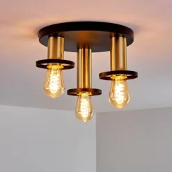 Lampes Dorées-hofstein Plafonnier Alvesta Or, Laiton, Noir, 3 lumières