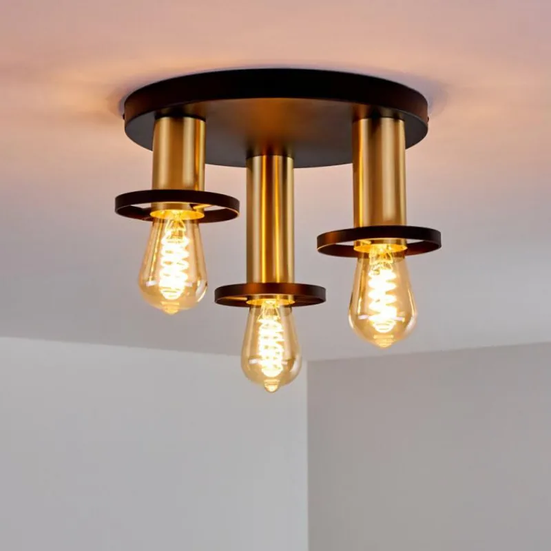 Lampes Dorées-hofstein Plafonnier Alvesta Or, Laiton, Noir, 3 lumières