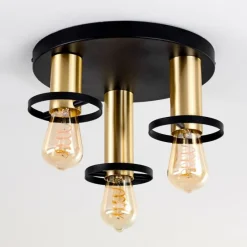 Lampes Dorées-hofstein Plafonnier Alvesta Or, Laiton, Noir, 3 lumières