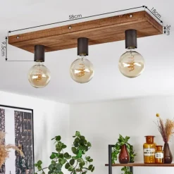 Lampes Vintages & Rétros-hofstein Plafonnier Amnicon Bois clair, Noir, 3 lumières