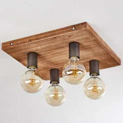 Lampes Industrielles-hofstein Plafonnier Amnicon Bois foncé, Noir, 4 lumières