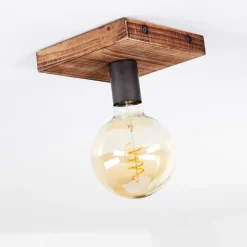 Lampes Industrielles-hofstein Plafonnier Amnicon Bois foncé, Noir, 1 lumière