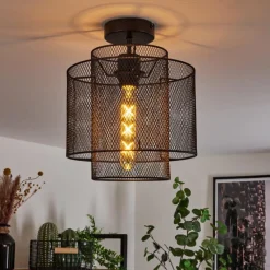 Lampes Industrielles-hofstein Plafonnier Amsoldingen Noir, 1 lumière