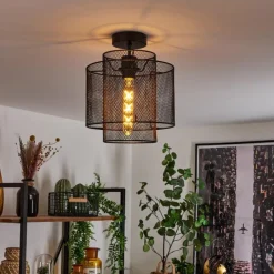 Lampes Industrielles-hofstein Plafonnier Amsoldingen Noir, 1 lumière