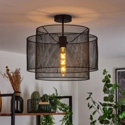 Lampes Industrielles-hofstein Plafonnier Amsoldingen Noir, 1 lumière