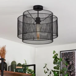 Lampes Industrielles-hofstein Plafonnier Amsoldingen Noir, 1 lumière