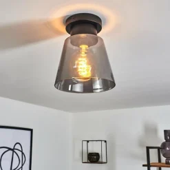 Suspension Verre Fumé-hofstein Plafonnier Angelshaug Noir, 1 lumière