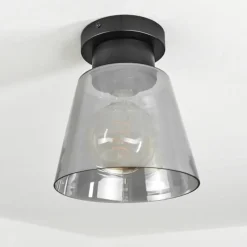 Suspension Verre Fumé-hofstein Plafonnier Angelshaug Noir, 1 lumière