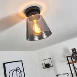 Suspension Verre Fumé-hofstein Plafonnier Angelshaug Noir, 1 lumière