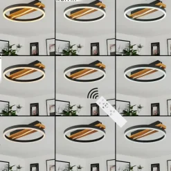 Luminaires Scandinaves-hofstein Plafonnier Angtasom LED Brun, Couleur bois, Noir, 1 lumière, Télécommandes