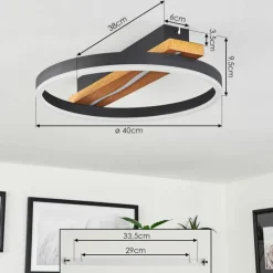 Luminaires Scandinaves-hofstein Plafonnier Angtasom LED Brun, Couleur bois, Noir, 1 lumière, Télécommandes
