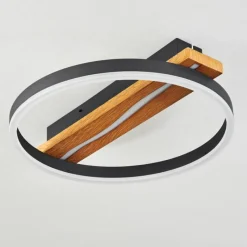 Luminaires Scandinaves-hofstein Plafonnier Angtasom LED Brun, Couleur bois, Noir, 1 lumière, Télécommandes