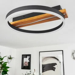 Luminaires Scandinaves-hofstein Plafonnier Angtasom LED Brun, Couleur bois, Noir, 1 lumière, Télécommandes