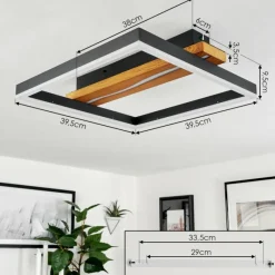 Luminaires Scandinaves-hofstein Plafonnier Angtasom LED Couleur bois, Noir, Blanc, 1 lumière, Télécommandes