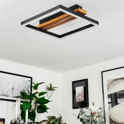 Luminaires Scandinaves-hofstein Plafonnier Angtasom LED Couleur bois, Noir, Blanc, 1 lumière, Télécommandes