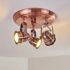 Lampes Industrielles-hofstein Plafonnier Aniak LED Cuivre, 3 lumières