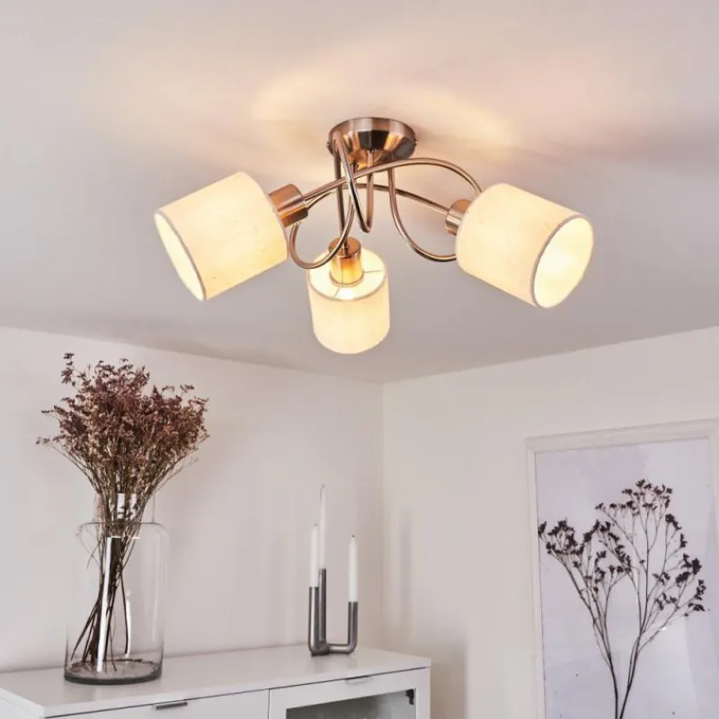 Lampes En Tissu-hofstein Plafonnier Antillo Nickel mat, 3 lumières