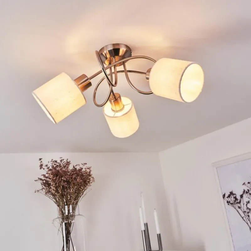 Lampes En Tissu-hofstein Plafonnier Antillo Nickel mat, 3 lumières