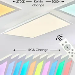 hofstein Plafonnier Antria LED Blanc, 1 lumière, Télécommandes, Changeur de couleurs