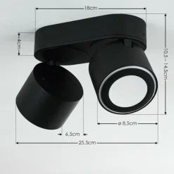 hofstein Plafonnier Appleton LED Noir, 2 lumières