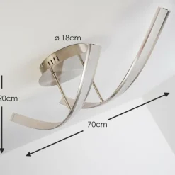 hofstein Plafonnier Aranu LED Acier inoxydable, Nickel mat, 2 lumières
