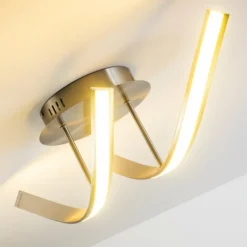 hofstein Plafonnier Aranu LED Acier inoxydable, Nickel mat, 2 lumières