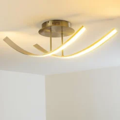 hofstein Plafonnier Aranu LED Acier inoxydable, Nickel mat, 2 lumières